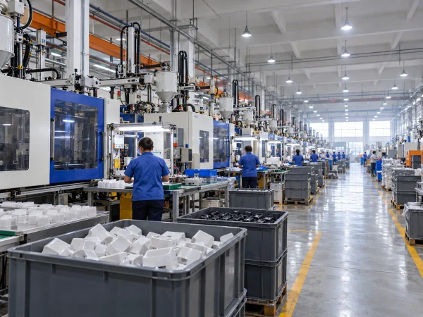 Factory production floor in China making plastic parts