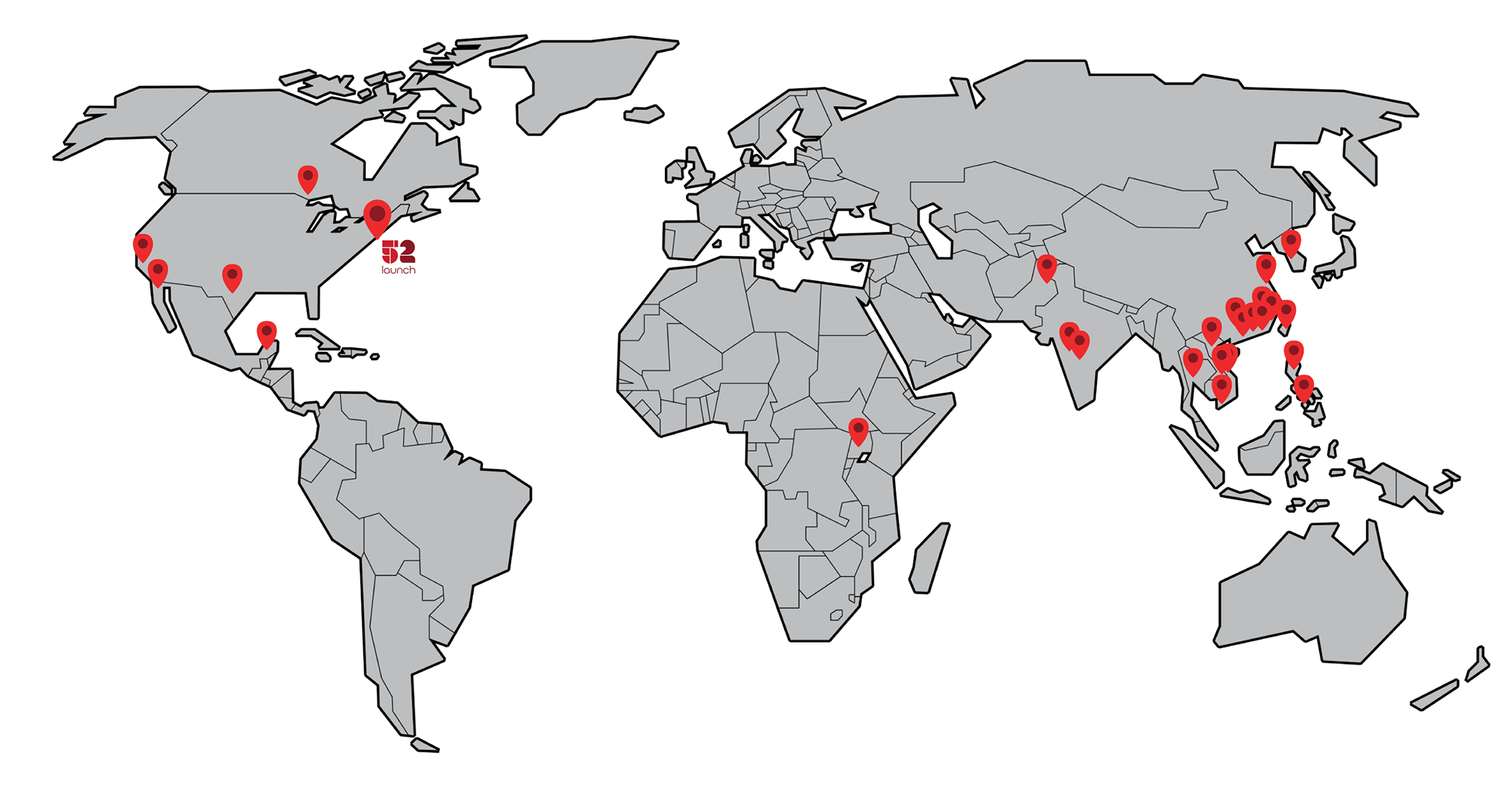 Map of the 52Launch network of manufacturing partners
